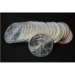 2012 Silver Eagle $1; Roll; Lot of 20; EST. $650-680