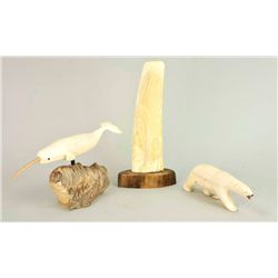 Eskimo - Walrus Tusk Carvings (3 items)