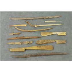 Eskimo - Eskimo Artifacts: Arrow Points, Fish Hooks, Awls, and Tools (24 items/2 trays)