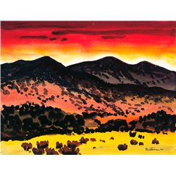 Emil J. Bisttram - Dark Mountains Red Sky