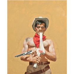 Tom Ryan - Study for book cover illustration for The Outlaw by Ernest Haycock, (Pocket Book)