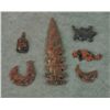 Image 1 : - Obsidian Spear Points, Awl, Hook, Knife Blade, Arrowhead, Stone Effigy,  (11items/1 tray)