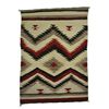 Image 1 : Navajo - Rug with Red, Black, White and Gray Diamond Designs and Striped Edges