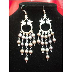 NATURAL 8.00 CTW CHANDELIER BLACK PEARL EARRINGS