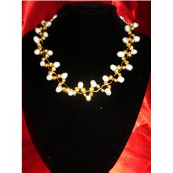 NATURAL 300.00 CTW VINE WHITE & YELLOW PEARL NECKLACE