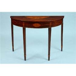 A LATE EIGHTEENTH CENTURY DEMI-LUNE SIDETABLE