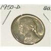 Image 1 : 1950-D JEFFERSON NICKEL RARE KEY DATE RED BOOK VALUE IS $15.00 *EXTREMELY RARE BU HIGH GRADE*!!