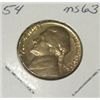 Image 1 : 1954 JEFFERSON NICKEL RED BOOK VALUE IS $2.50 *RARE MS-63 HIGH GRADE*!!