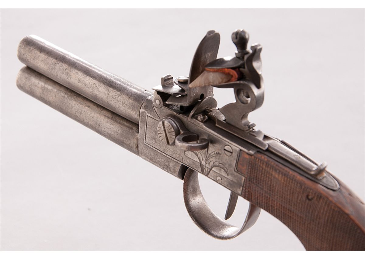 Unmarked Double Barrel Flintlock Pistol