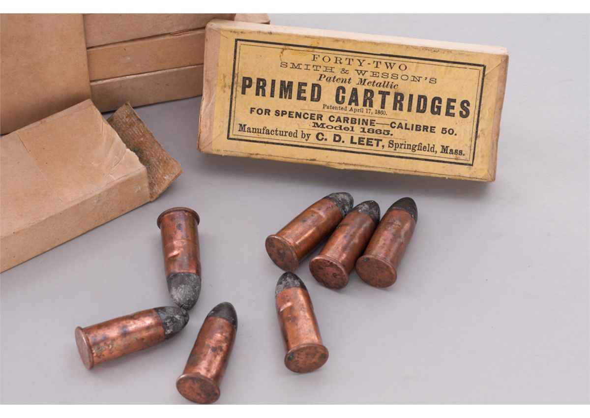 Antique Box of 42 Metallic Cartridges for Spencer Carbine
