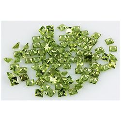 Peridot 30.55 ctw Loose Gemstone 4x4mm Princess Cut