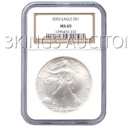 Certified Uncirculated Silver Eagle 2003 MS69