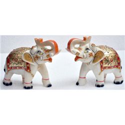 Marble UpTrunk Elephant w/ Gold Plated Design 5in.x6in.