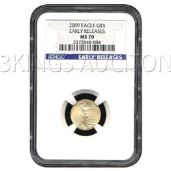 Certified $5 American Gold Eagle 2009 MS70 NGC