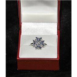 Diamond and tanzanite estate ring