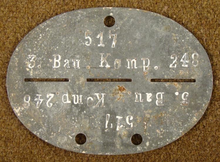 GERMAN ORIGINAL WEHRMACHT DOG TAG 3RD REGMT COMPANY 248