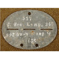 GERMAN ORIGINAL WEHRMACHT DOG TAG 3RD REGMT COMPANY 248