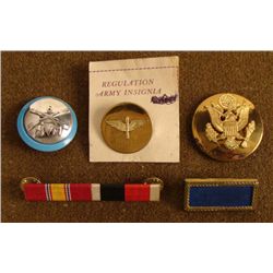 5 U.S. Military Insignia, Ribbon Bars, WWII