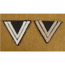 TWO ORIGINAL NAZI DOUBLE CHEVRON RANK PATCHES