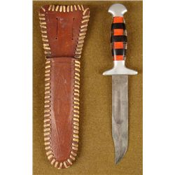 WWII PACIFIC MARINES BOWIE TYPE FIGHTING KNIFE W/SHEATH