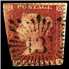 Image 1 : 1864 Britain 1p Red Victoria Stamp w/ Rare Cancel (STM-0707)