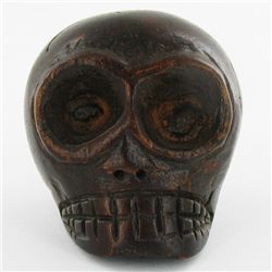 Handcarved Mahogany Skull Pendant (CLB-1061)