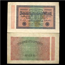 1923 Germany 20000 Mark Note Hi Grade Rare (CUR-05673)