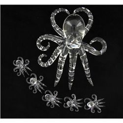 Handcrafted Glass Octopus Mom & Kids (DEC-379)