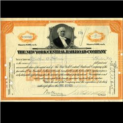 1920s NY Central Railroad Stock Cert w/ SCARCE Transfer Stamps (CUR-06553)