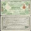 Image 1 : 1942 WW2 Guerrilla Rebel Philippines 20c Note Negros (CUR-07177)