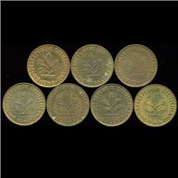 1963F/G/J Germany 10pf AU/UNC 7Pcs (COI-9883)