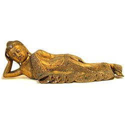 Reclining Buddha Hand Carved of Monkey Pod (CLB-997)