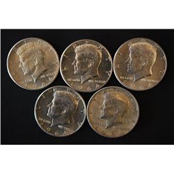 1964 (4) & 1964-D Kennedy Half Dollar; Lot of 5; Silver; EST. $60-90