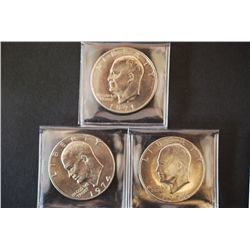 1971-D, 1972 & 1974 Eisenhower $1; Lot of 3; EST. $5-15
