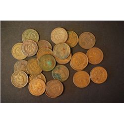 Indian Head One Cent; Various Dates & Conditions; Lot of 25; EST. $30-40