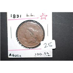 1831 Large One Cent; Large Letters; EST. $125-150