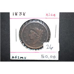 1838 Large One Cent; EST. $85-115