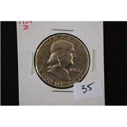 1954-D Ben Franklin Half Dollar; EST. $15-25