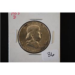 1953-D Ben Franklin Half Dollar; EST. $15-25