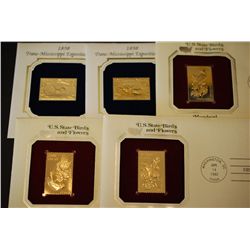 1982 First Day Issue 22K Gold Replica Stamp W/US Postal Stamp; US State Birds & Flowers; Michigan, M