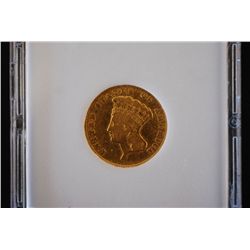 1878 Indian Princess $3 Gold Piece; MCPCG Graded VF10; EST. $600-1200