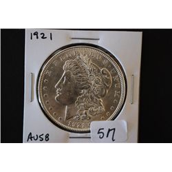 1921 Silver Morgan $1; AU58; EST. $35-40