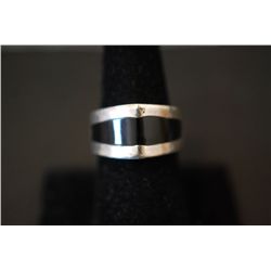 Sterling Silver Ring Size 7.5 W/Black Gemstone; .925 Silver; EST. $20-40