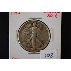 1945 Walking Liberty Half Dollar; F12; EST. $15-25