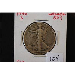 1946-S Walking Liberty Half Dollar; F12; EST. $15-25