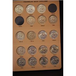 Ben Franklin Half Dollar Coin Folder; 1948-1963/D; INCOMPLETE; Lot of 33; EST. $350-450