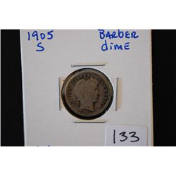 1905-S Barber One Dime; G4; EST. $3-6