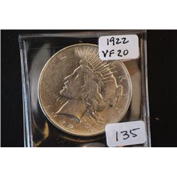 1922 Peace $1; VF20; EST. $30-40