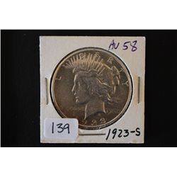 1923-S Peace $1; AU58; EST. $30-40