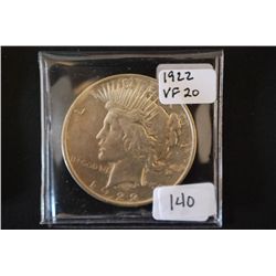 1922 Peace $1; VF20; EST. $30-40